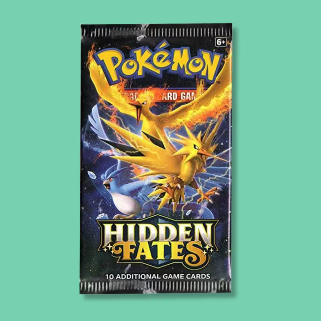 Pokémon TCG Hidden Fates booster pack, alternate pack art, wholesale for Pokemon vending machines