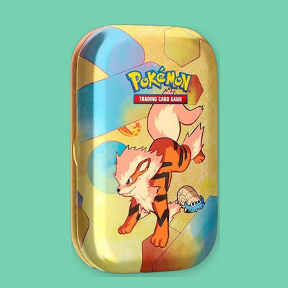Pokémon Scarlet & Violet 151 Mini Tin, Arcanine & Omanyte design