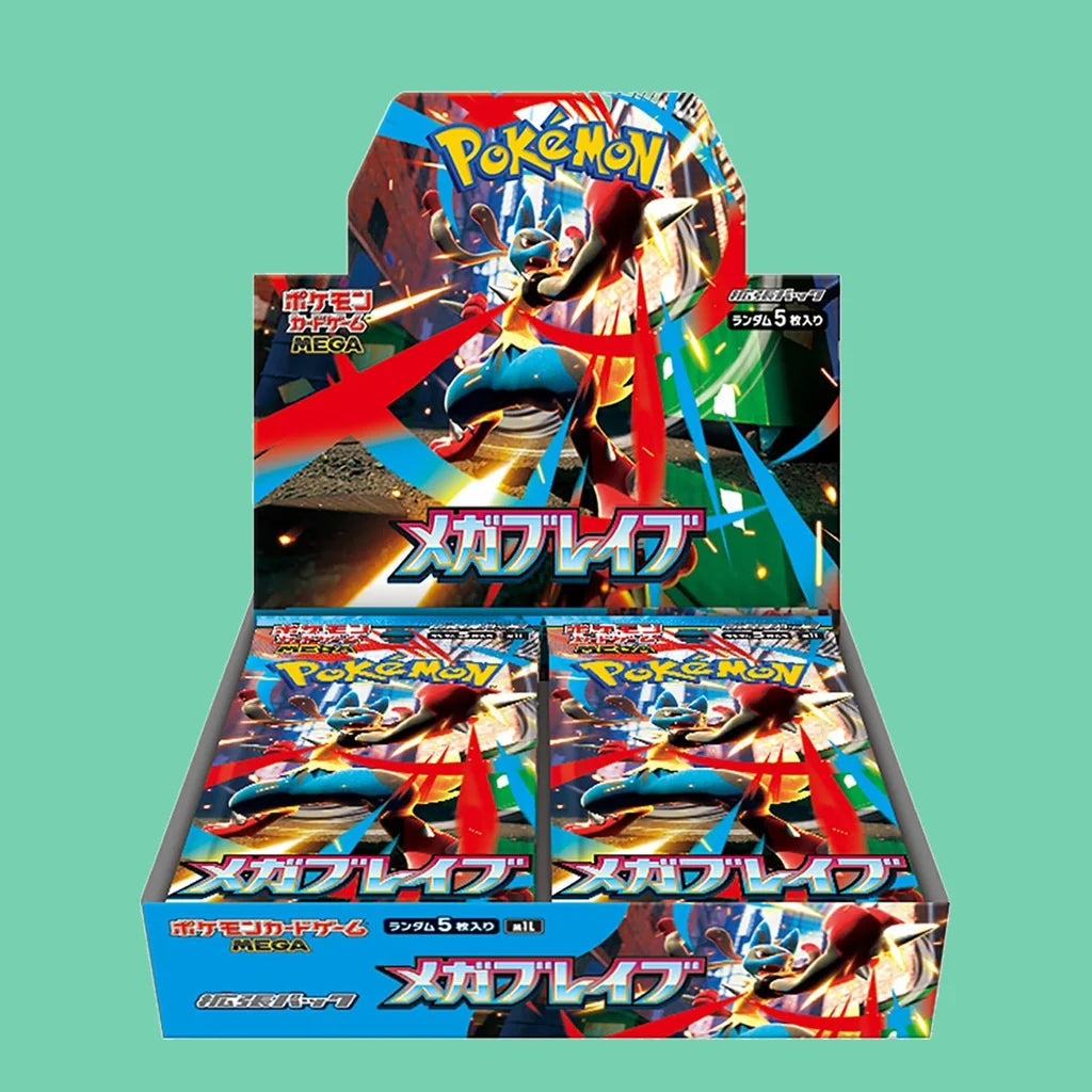 Japanese Pokémon TCG Mega Brave booster box of 30 packs, featuring Mega Lucario ex artwork