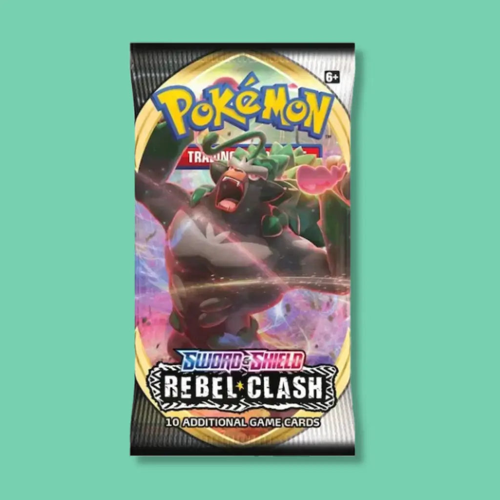 Rebel Clash Rillaboom Pokémon booster pack for vending machines — sealed wholesale singles from VTM Vending.