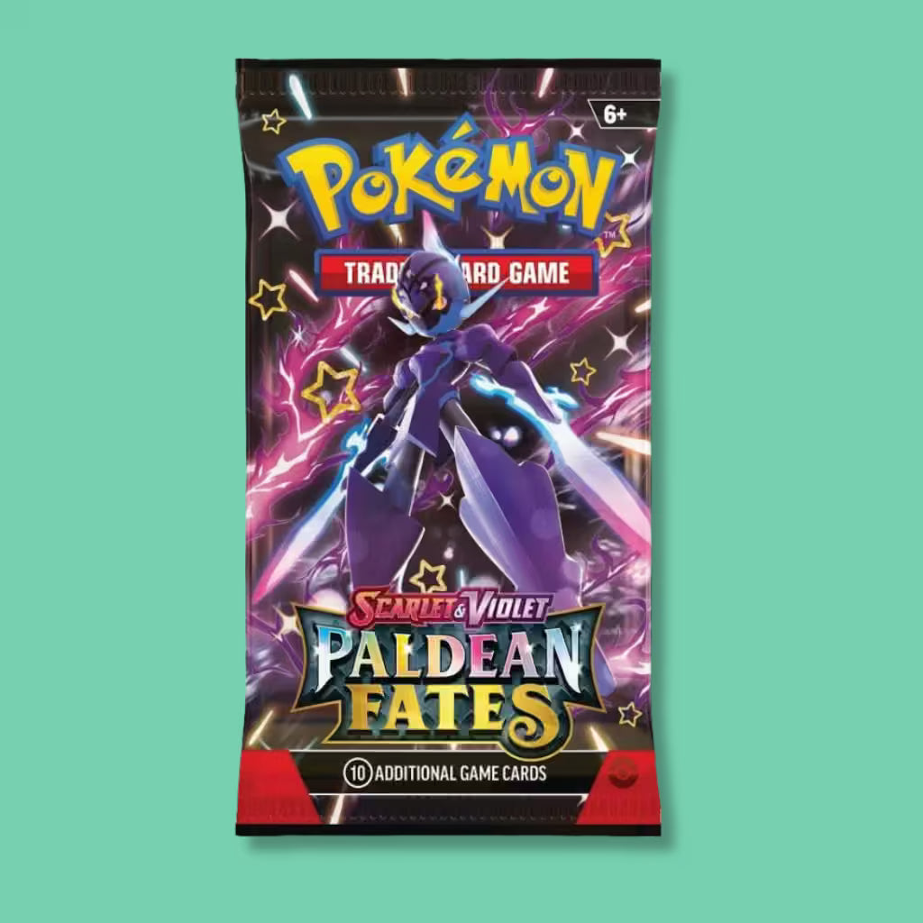 Pokémon TCG Paldean Fates booster pack, alternate pack art, wholesale for Pokemon vending machines