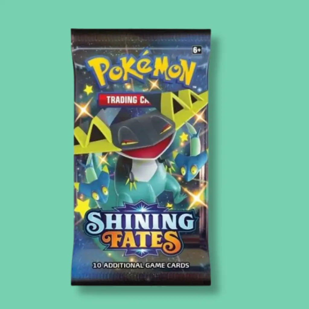 Shining Fates Shiny Dragapult sealed Pokémon booster pack — vending-machine-ready wholesale stock from VTM Vending.
