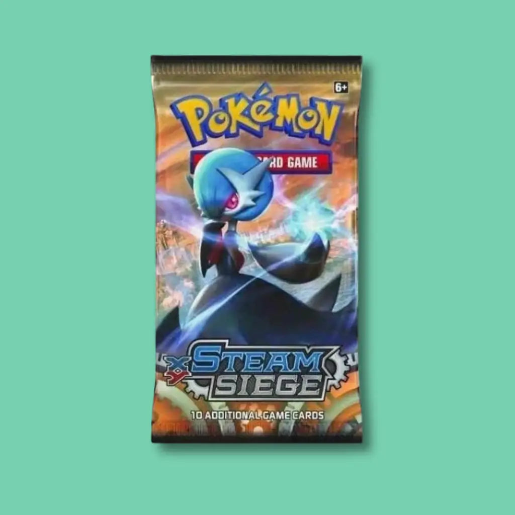 Steam Siege sealed Pokémon booster pack — vending-machine-ready wholesale stock from VTM Vending.