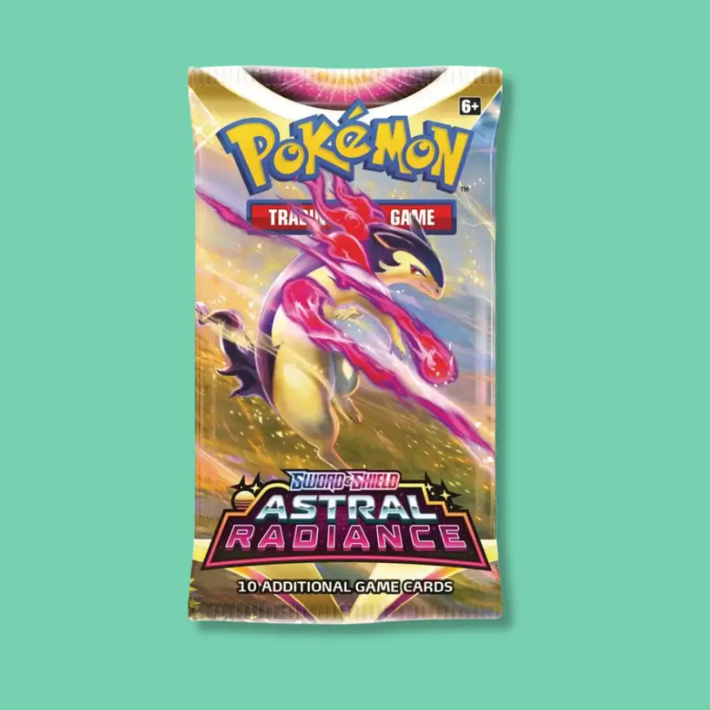 Pokémon TCG Sword and Shield Astral Radiance booster pack featuring Hisuian Typhlosion, wholesale for Pokemon vending machines