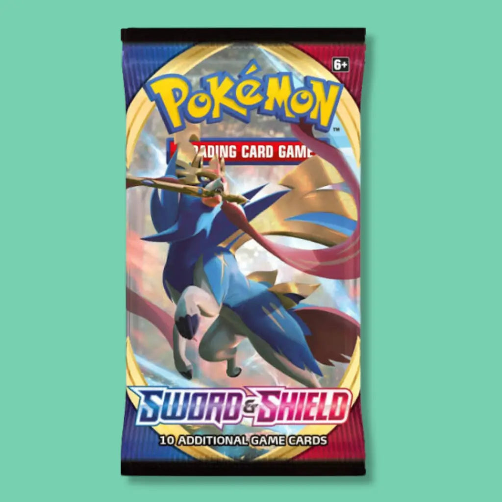 Sword & Shield Base Set Zacian Pokémon booster pack, sealed wholesale stock for VTM Vending trading card machines