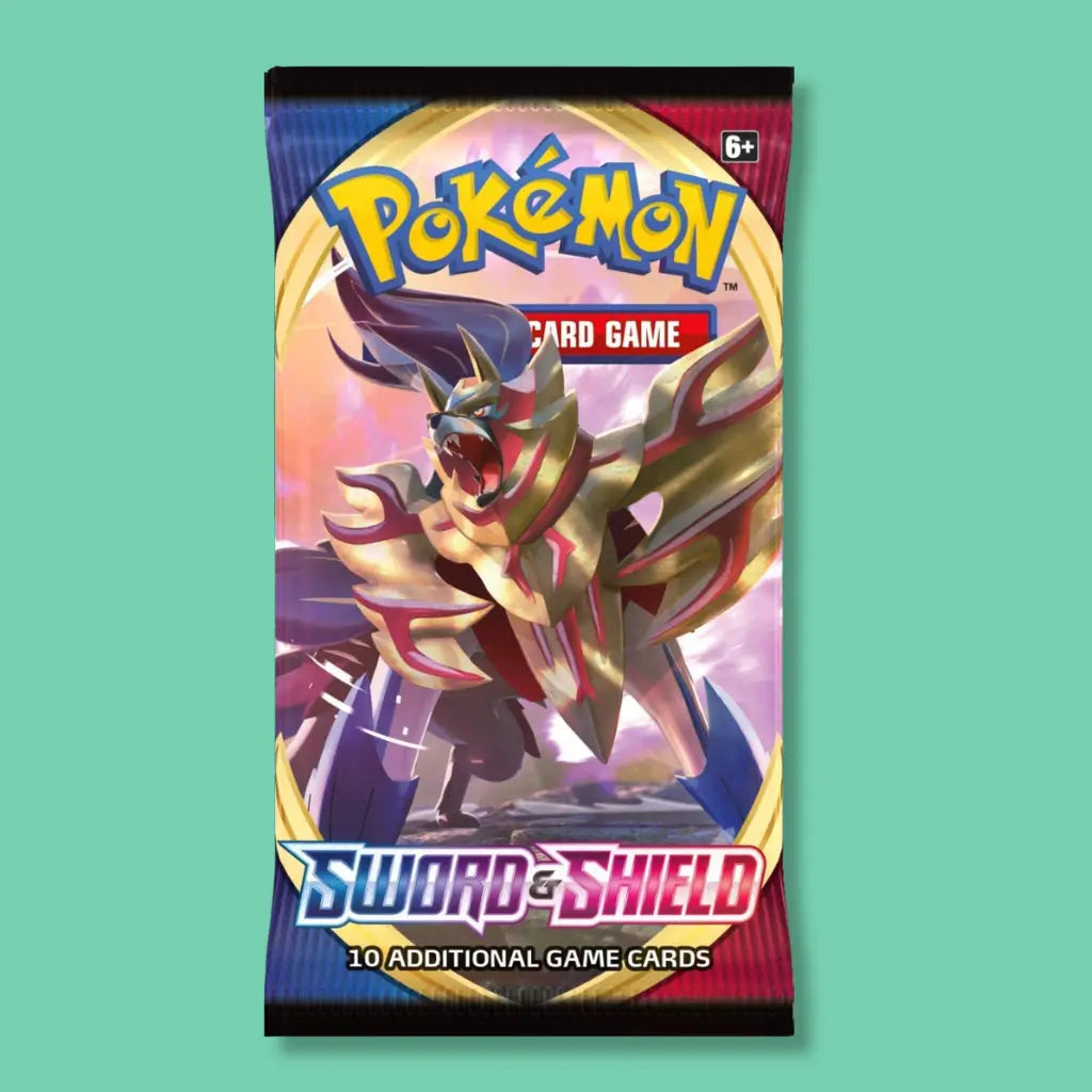 Sealed Sword & Shield Base Set Zamazenta Pokémon booster pack, wholesale for Pokémon vending machines from VTM Vending