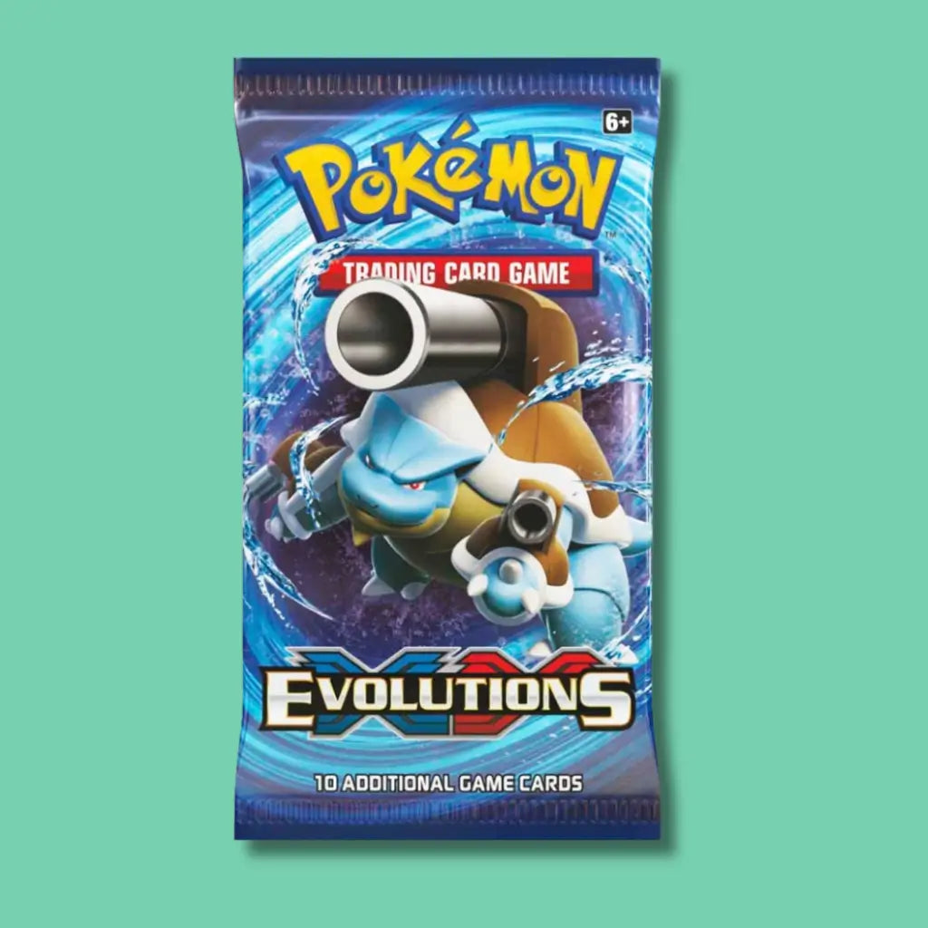 Sealed XY Evolutions Pokémon booster pack, wholesale for Pokémon vending machines from VTM Vending.
